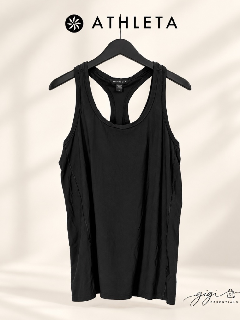 Athleta Solid Black Racerback Athletic Tank Top Size Medium
